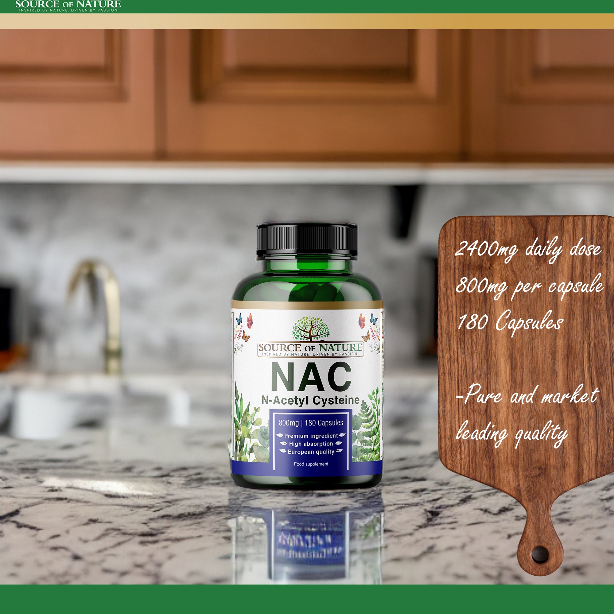 NAC (N-Acetyl Cysteine) 800mg | 180 Capsules | 2-Month Supply - Source of Nature